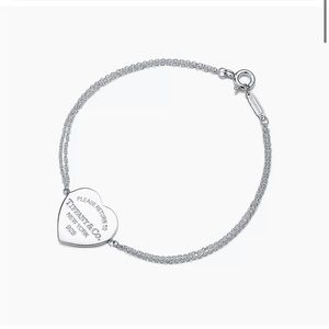 Double chain medium heart Tiffany silver bracelet